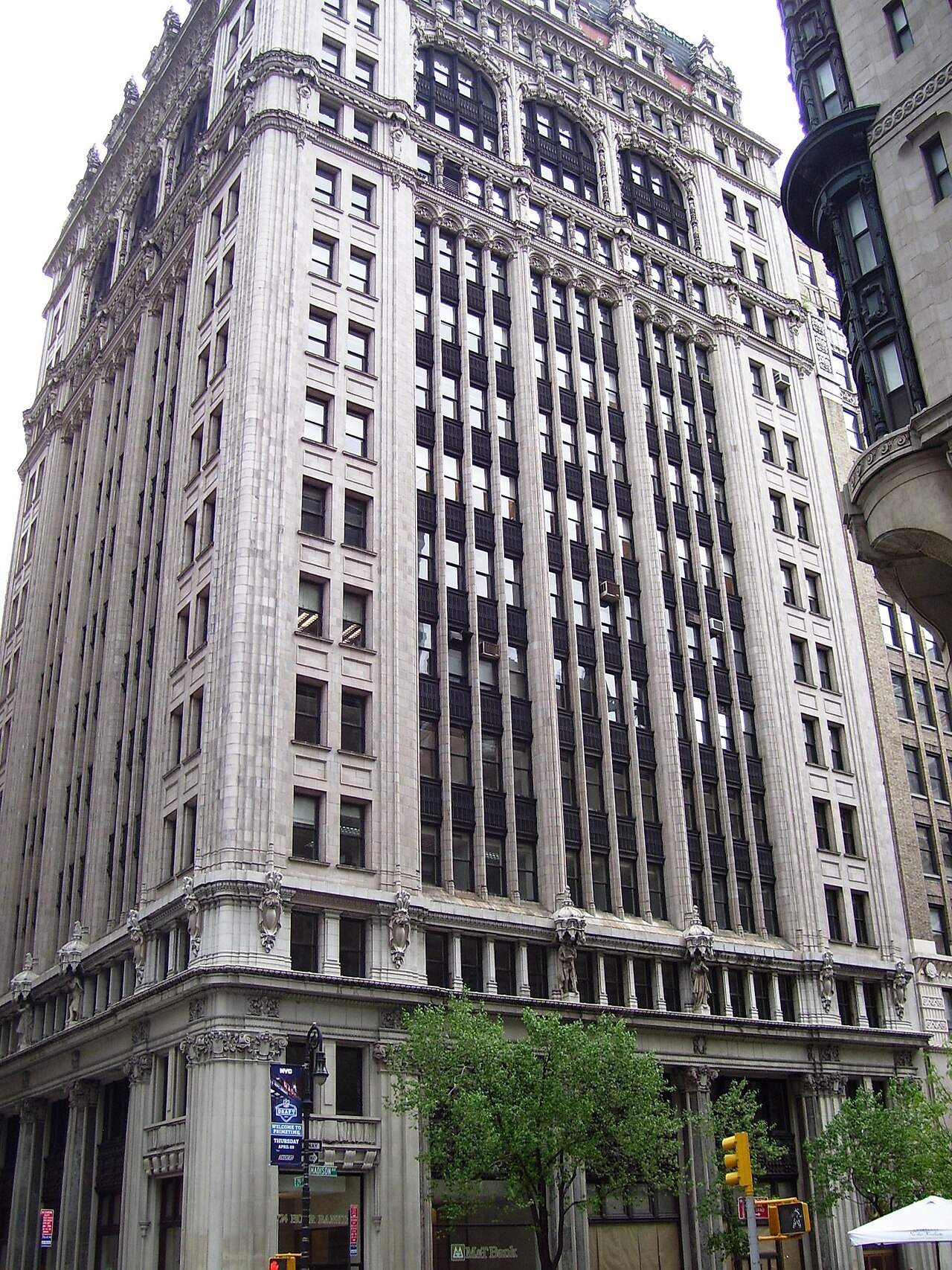 The 16-story Emmet Building at 95 Madison Avenue and 29th Street in Manhattan, a 1912 tower with ornate terra-cotta facade and arched upper windows