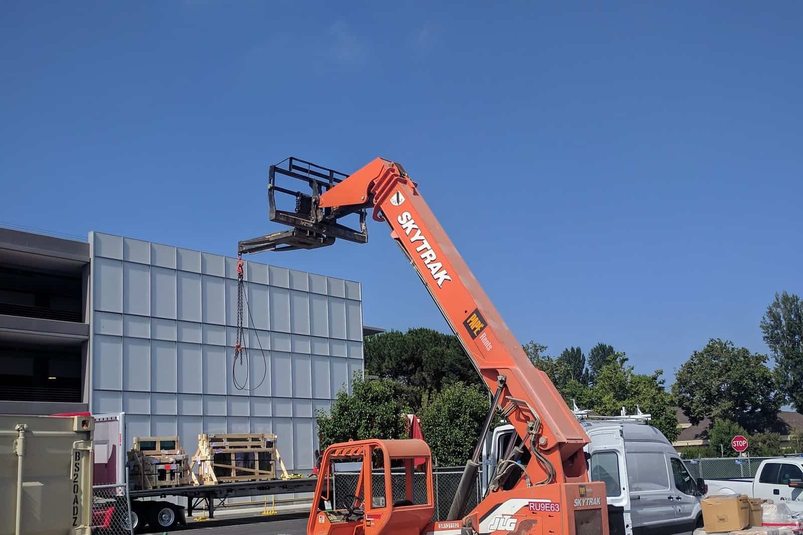 SkyTrak telehandler lifting a load at a jobsite