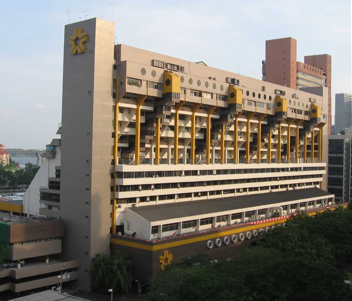 The stepped terraces of the Golden Mile Complex on Beach Road, Singapore