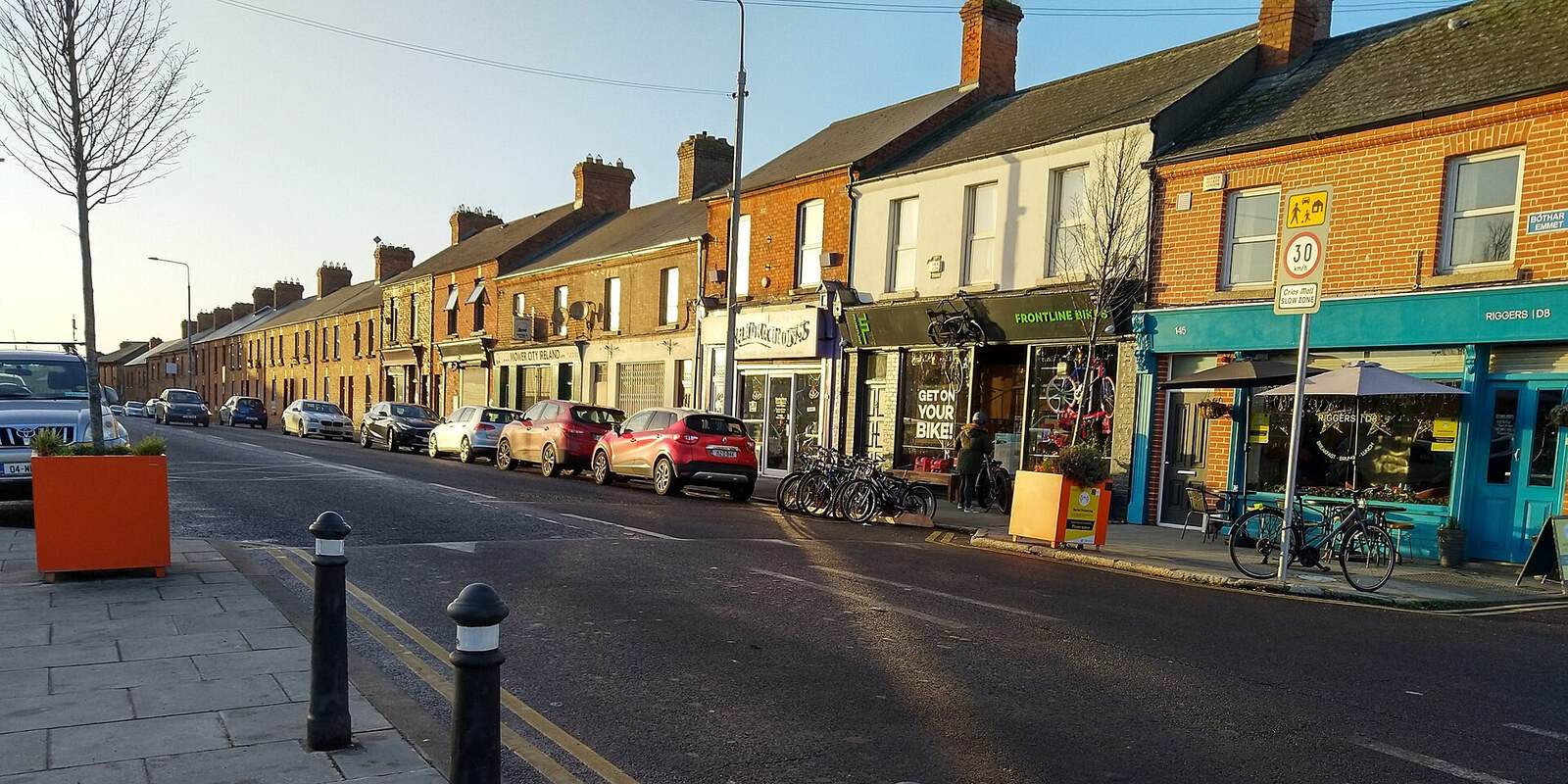 Shopfronts on Emmet Road in Inchicore, Dublin, alongside the former St Michael's Estate site