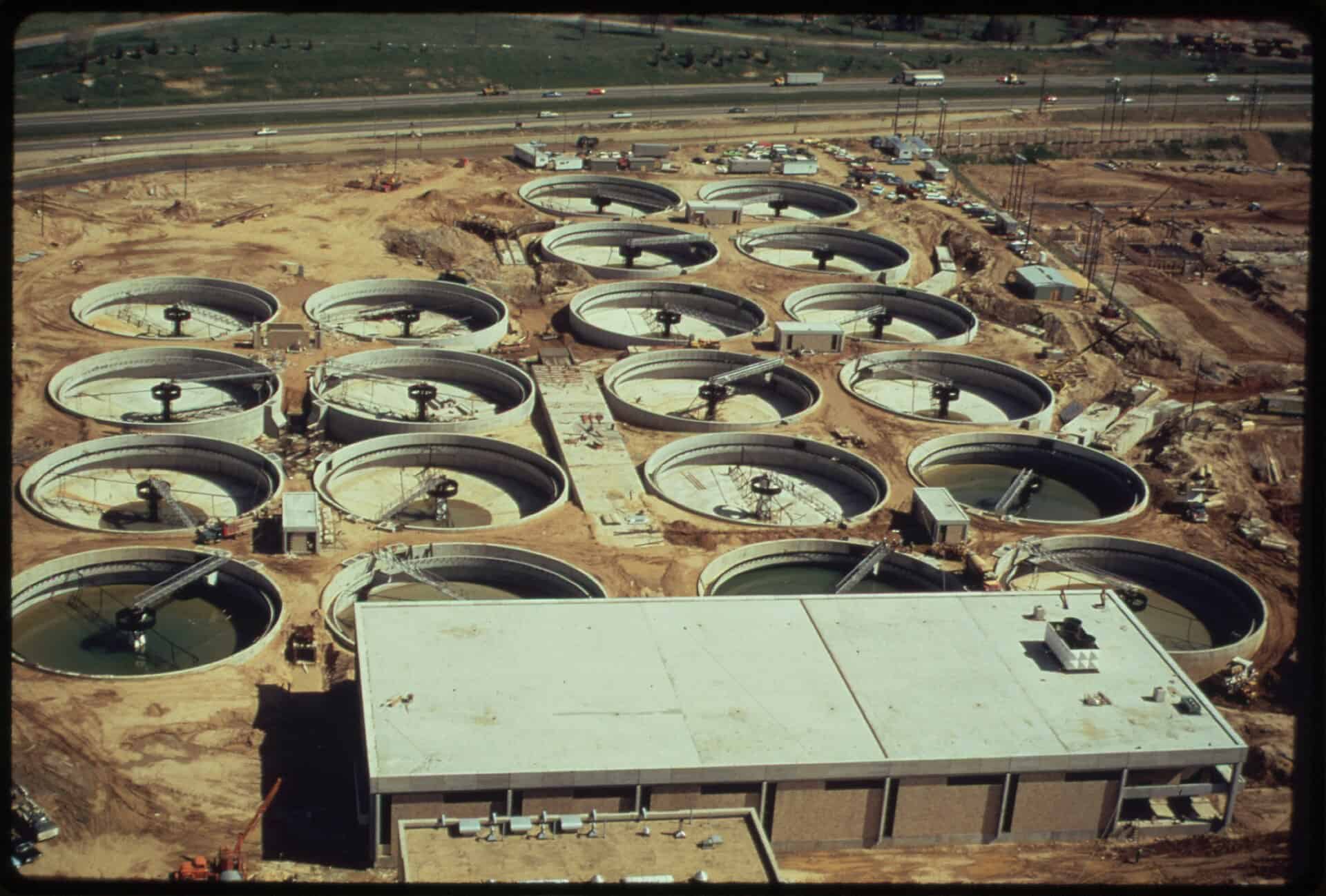Aeration tanks at a large municipal wastewater treatment plant