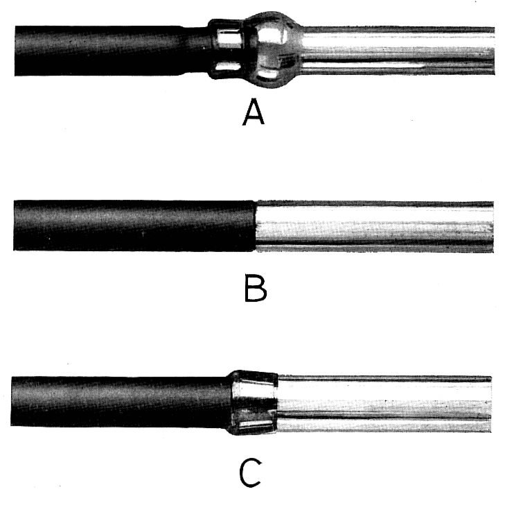 Cross-section of a vacuum insulating glass unit showing the evacuated cavity between panes