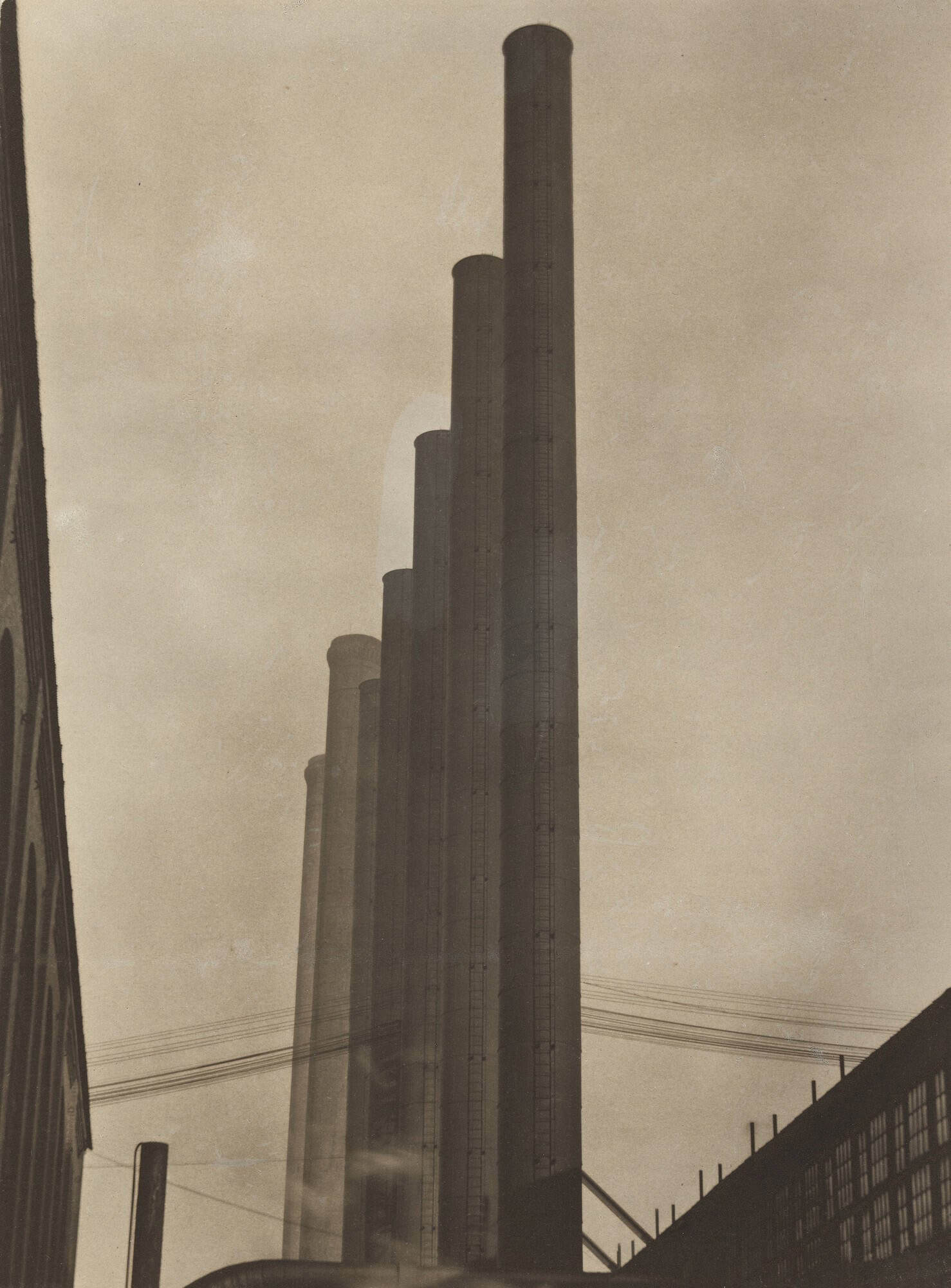 Stacks at the Armco steel works in Middletown, Ohio, photographed by Edward Weston in 1922