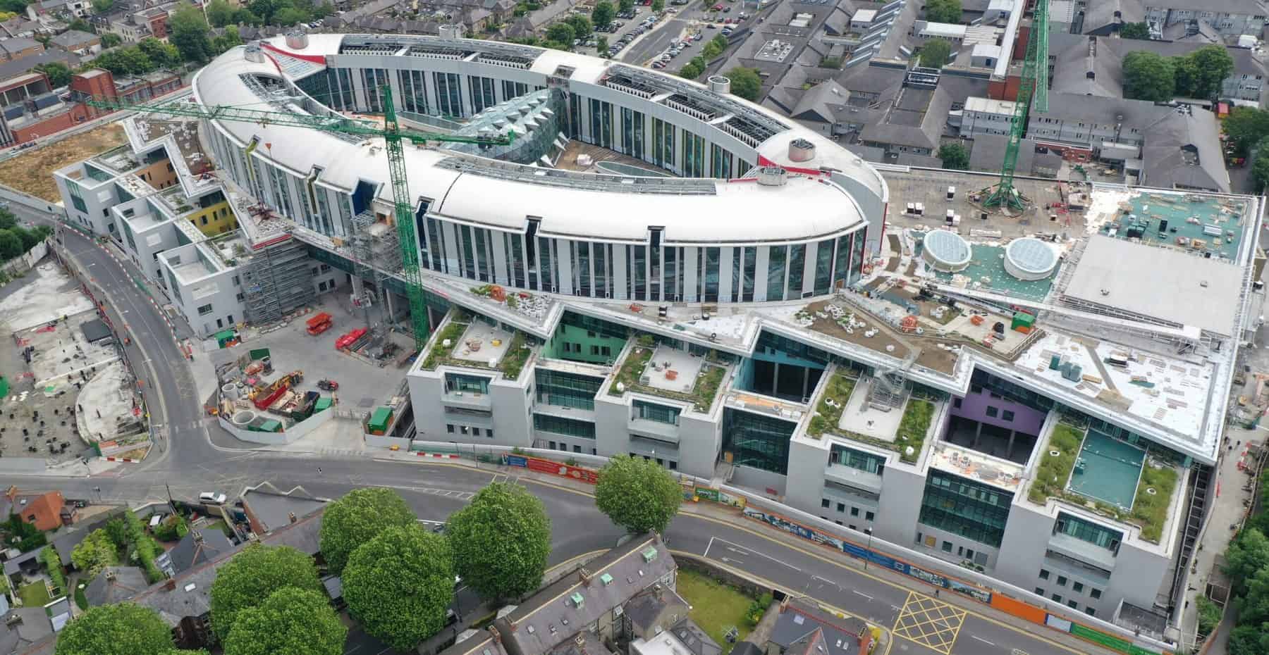 Aerial view of the New Children's Hospital under construction on the St James's campus in Dublin