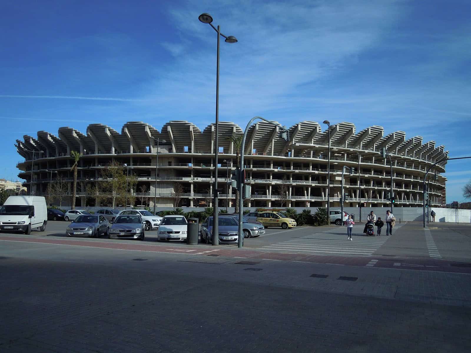 The unfinished concrete bowl of the Nou Mestalla in Valencia