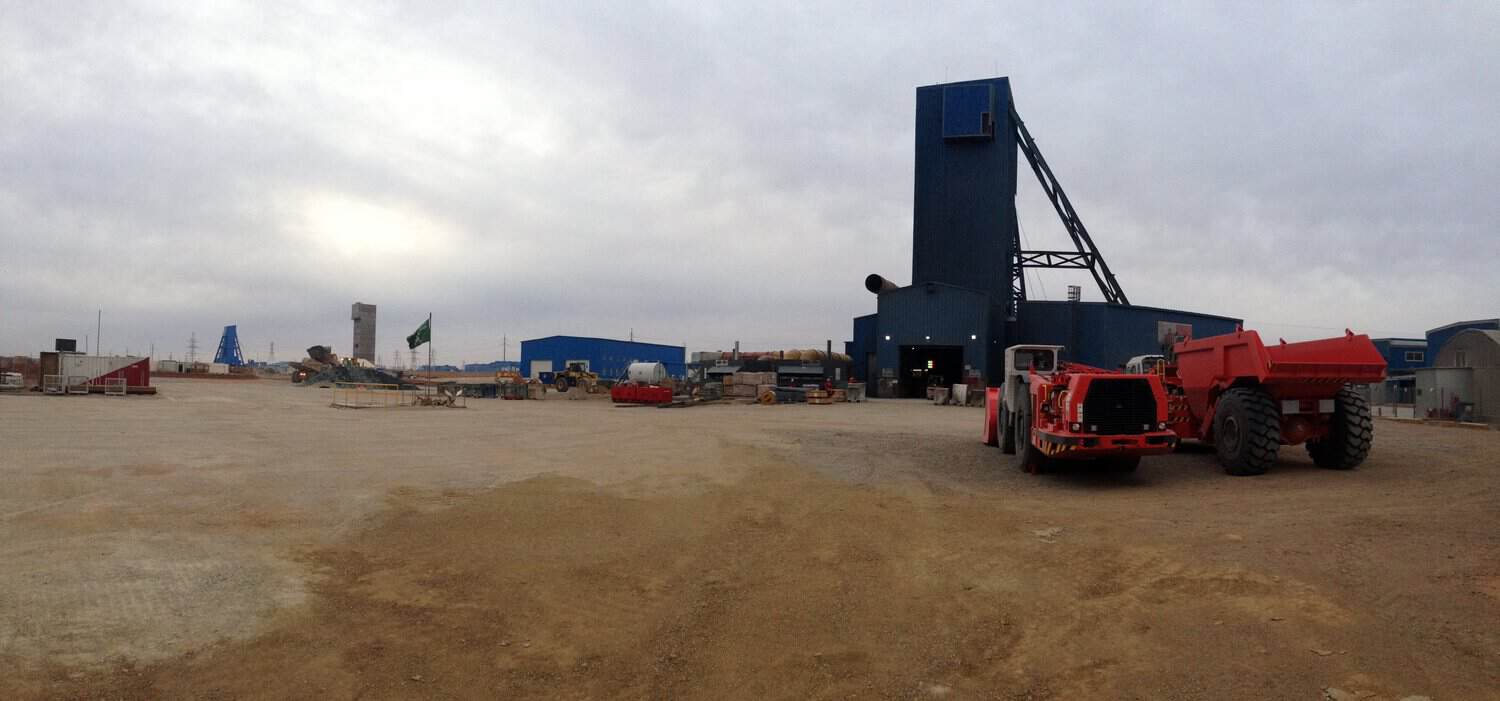 Headframes of Shafts 1, 2 and 5 at the Oyu Tolgoi copper and gold mine in the South Gobi, Mongolia