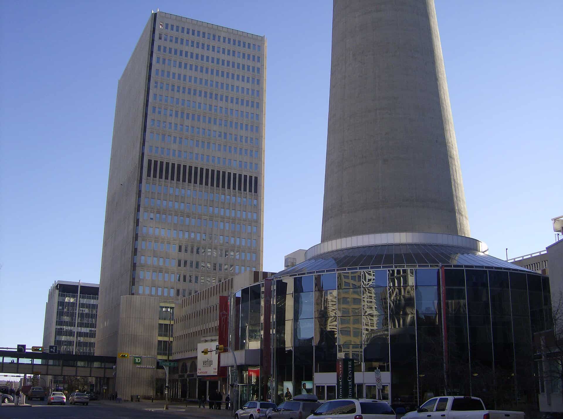 One Palliser Square office tower beside the Calgary Tower in downtown Calgary