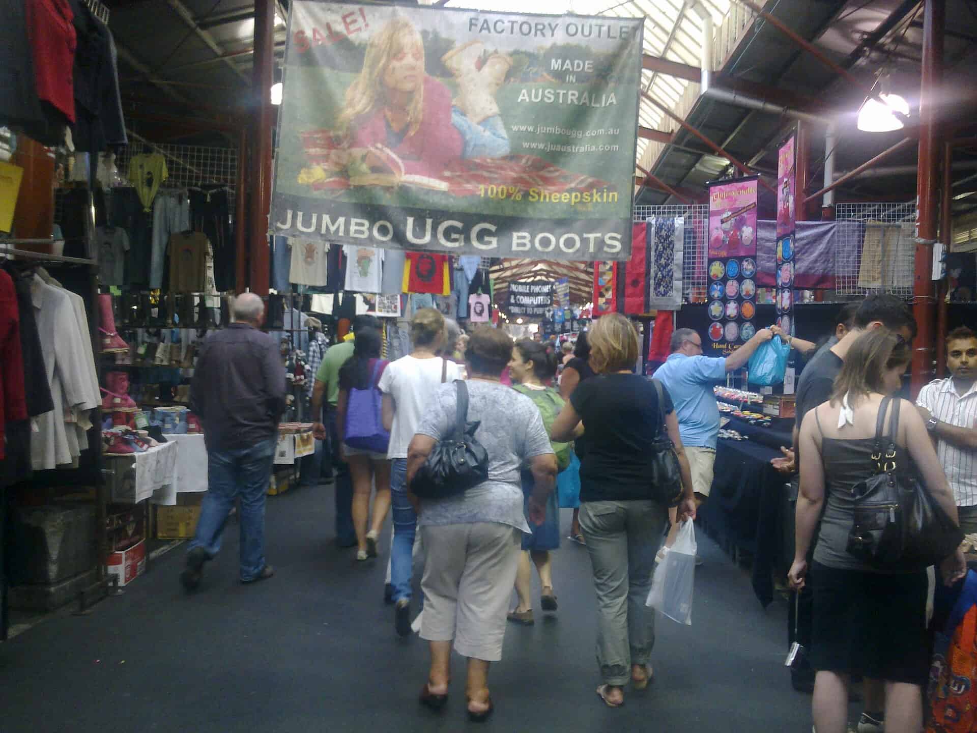 Open-air trading shed at Queen Victoria Market in Melbourne