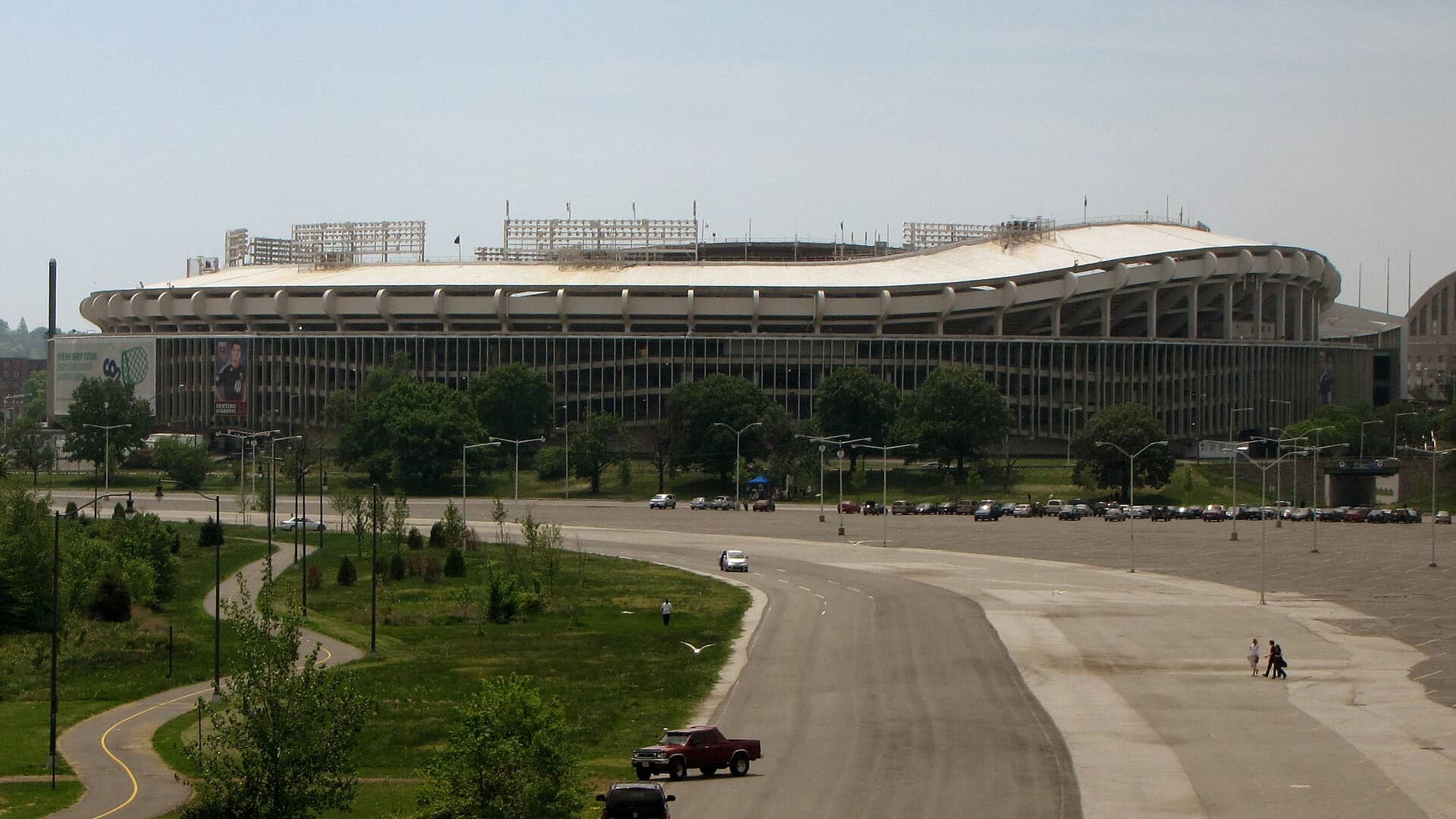 RFK Stadium in Washington, D.C., seen from a passing Metro train
