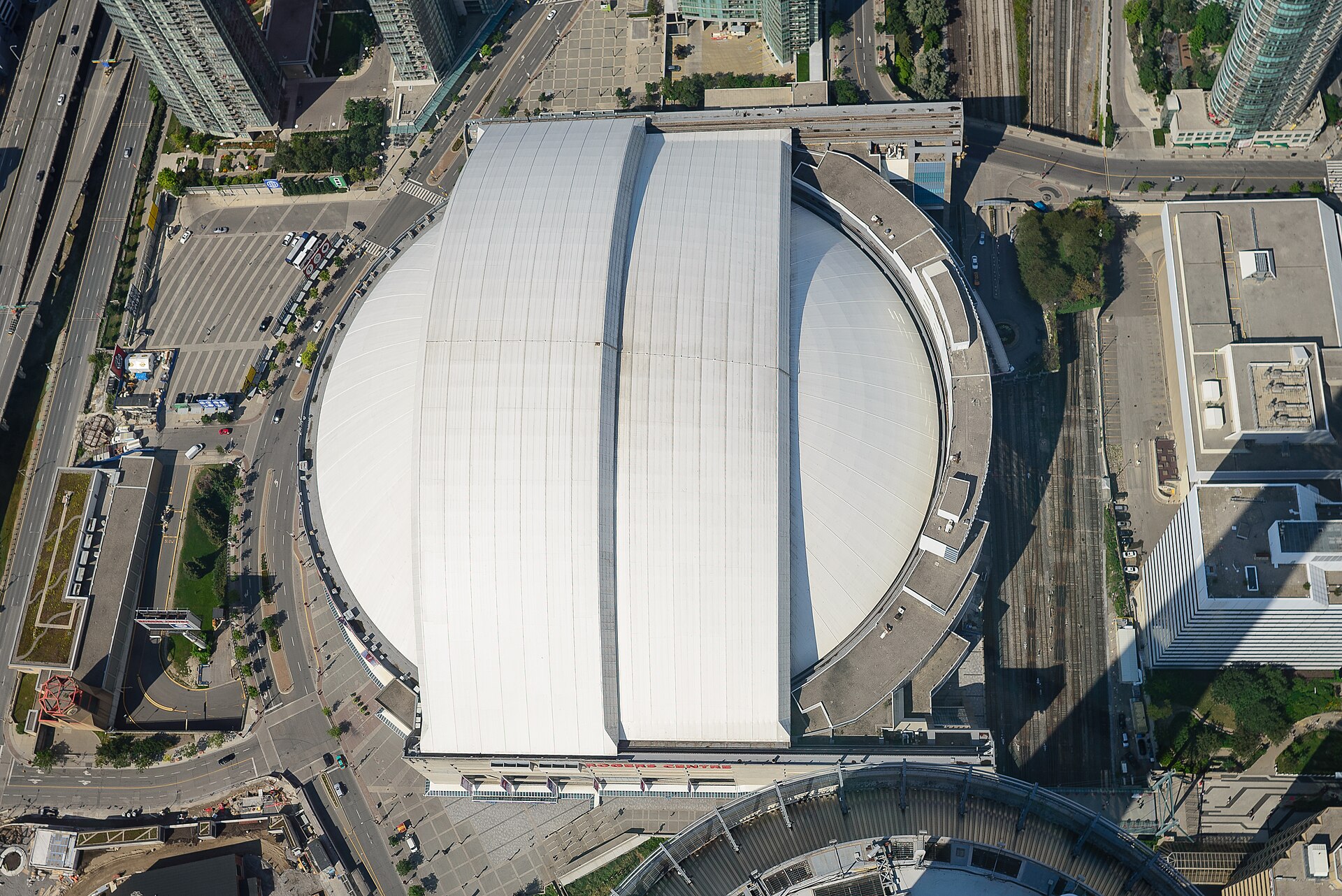 The Rogers Centre in downtown Toronto with its retractable roof closed