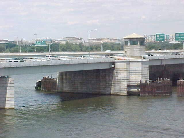 The 14th Street Bridge complex carrying Interstate 395 across the Potomac River