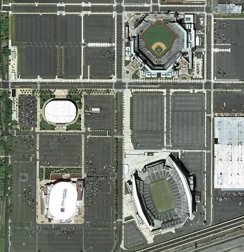 Aerial view of the South Philadelphia Sports Complex