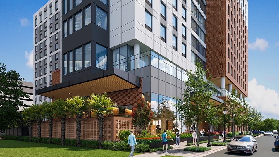 Design view of the 833-bed University of Tampa residence hall at South Boulevard and Cleveland Street