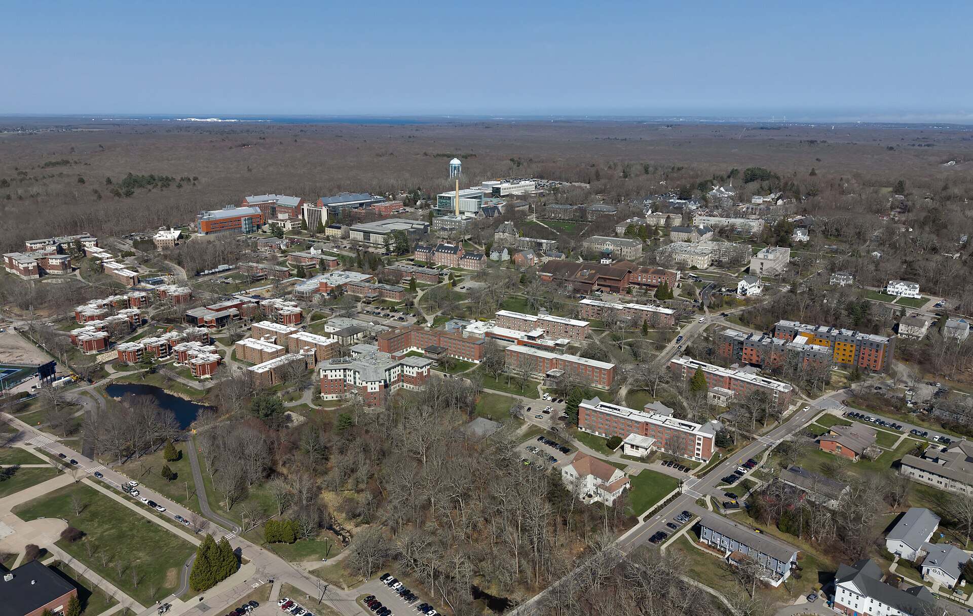 Aerial view of the University of Rhode Island campus in Kingston