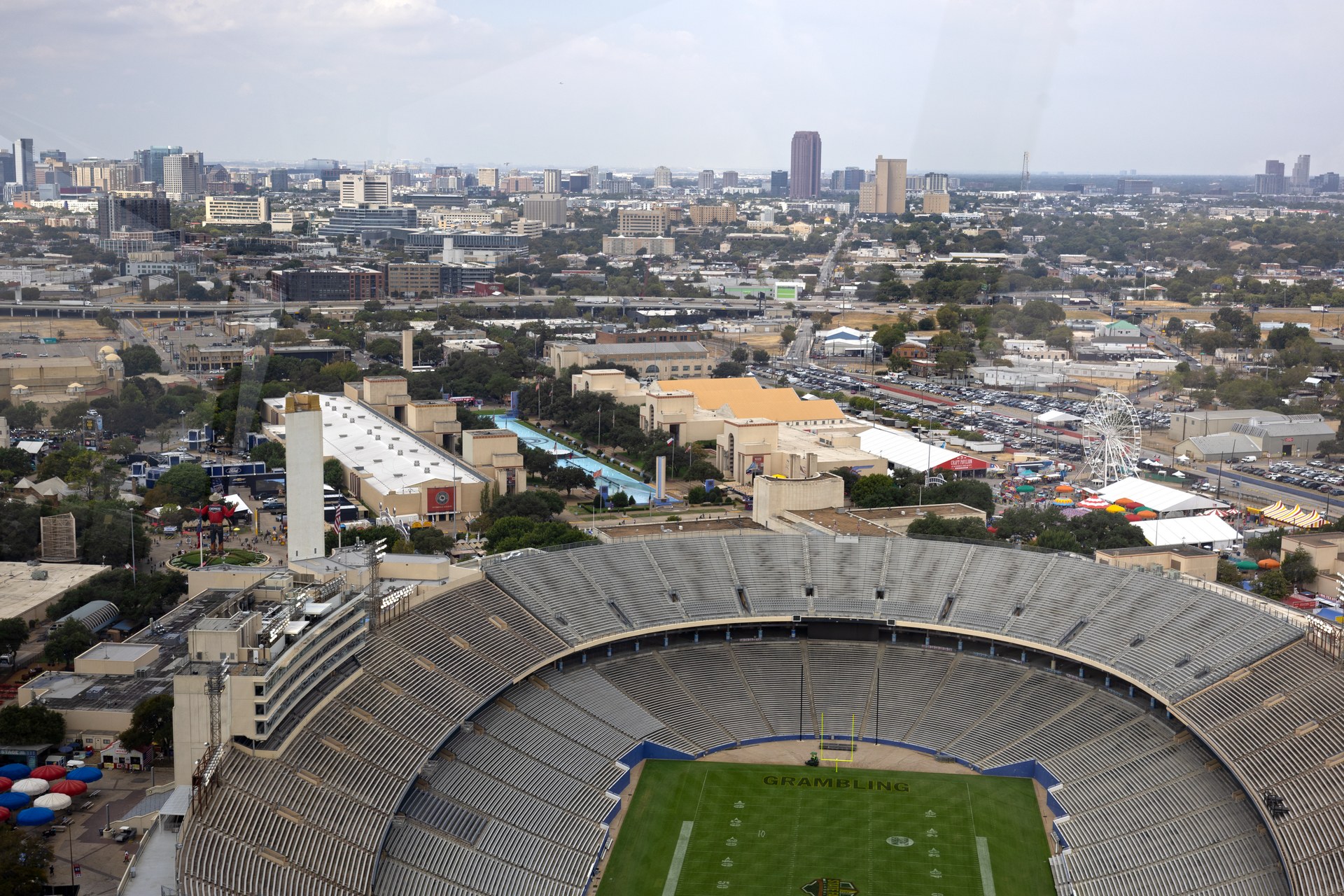 Projects The Cotton Bowl and the Fair Park Esplanade in Dallas, seen from the Top o' Texas Tower in September 2026